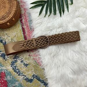 Linea Pelle Brown Woven Leather Belt Medium Boho Western